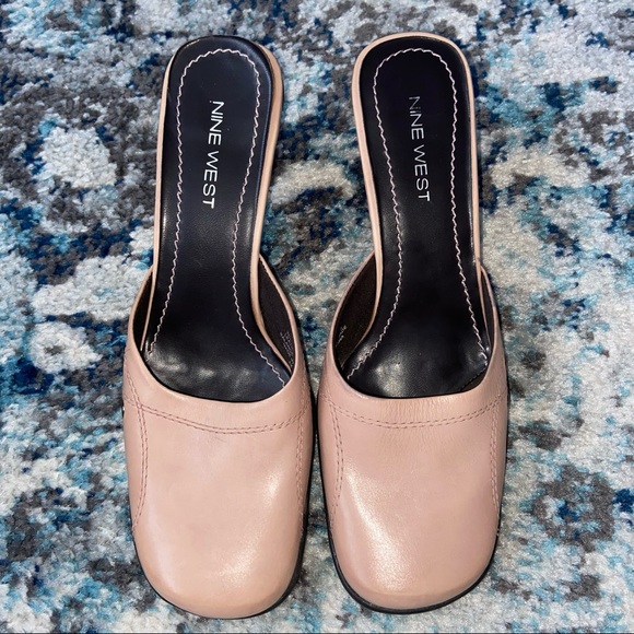 Nine West Shoes - Nine West | Neutral Nude Blush Square Toe Mules | Size 7 (fits 7 - 7.5)